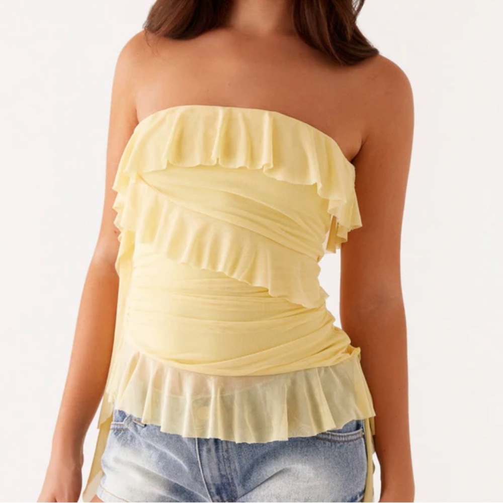 Peppermayo Prima Donna Strapless Top - Yellow, Size US 16